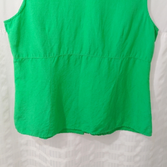 CLEARANCE Studio I Sleeveless Tank Top Vest Linen Button Up Embroidery Sz 14 - Picture 12 of 14